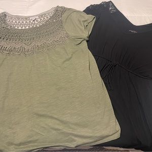 Lot of 2 Liz Lange Crochet Detail Maternity Tops- XL
